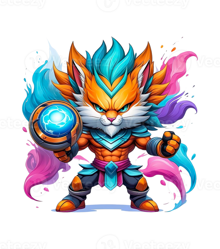 AI generated magic fighter tiger character png