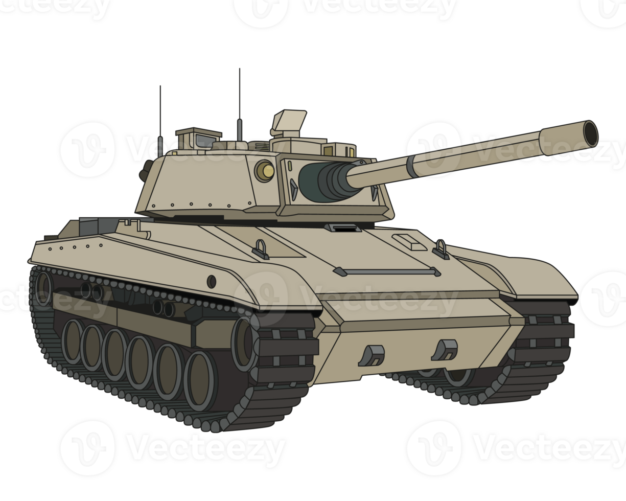 hoofd strijd tank kleur bladzijde. zand camouflage kleur. gepantserd vechten voertuig. speciaal leger vervoer. kleurrijk PNG gedetailleerd vector illustratie.