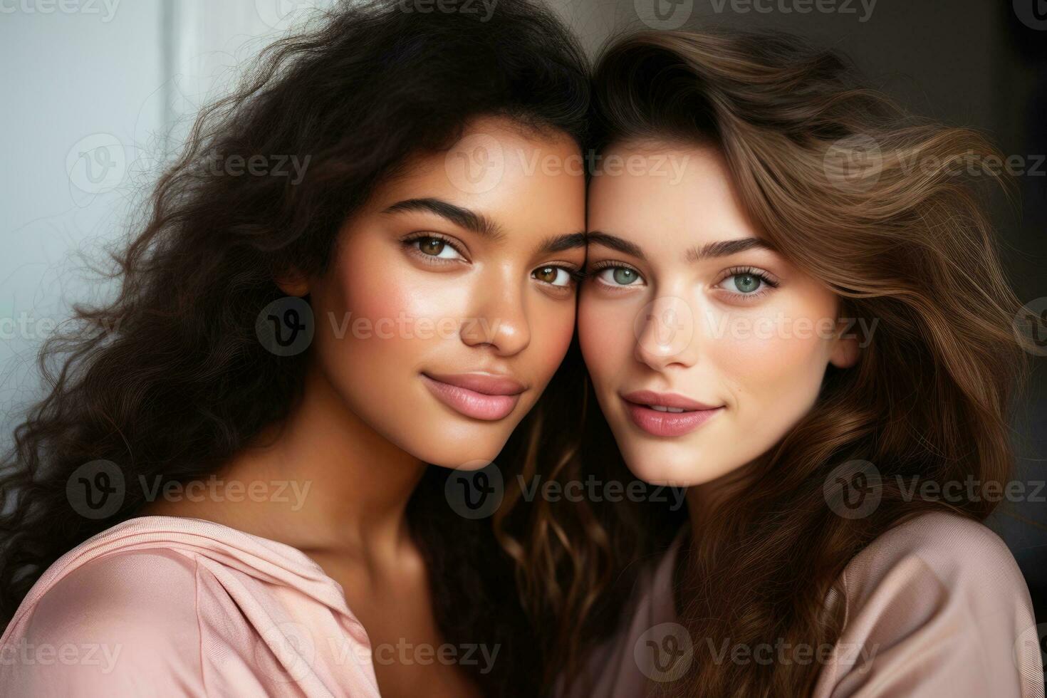 AI generated Portrait of two multiracial women bonding . AI Generated photo