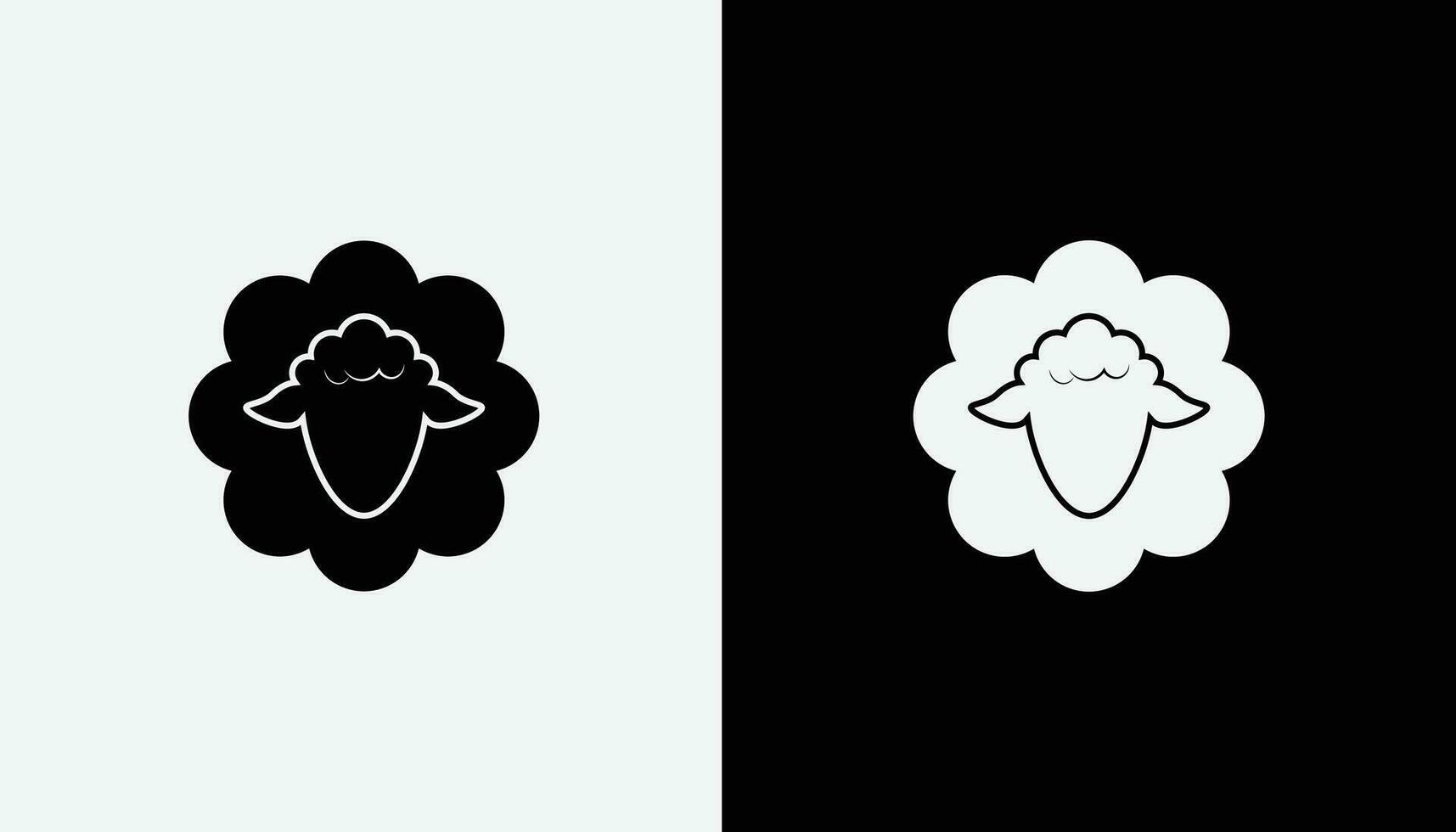 black sheep and white sheep logo vector, line art style vector