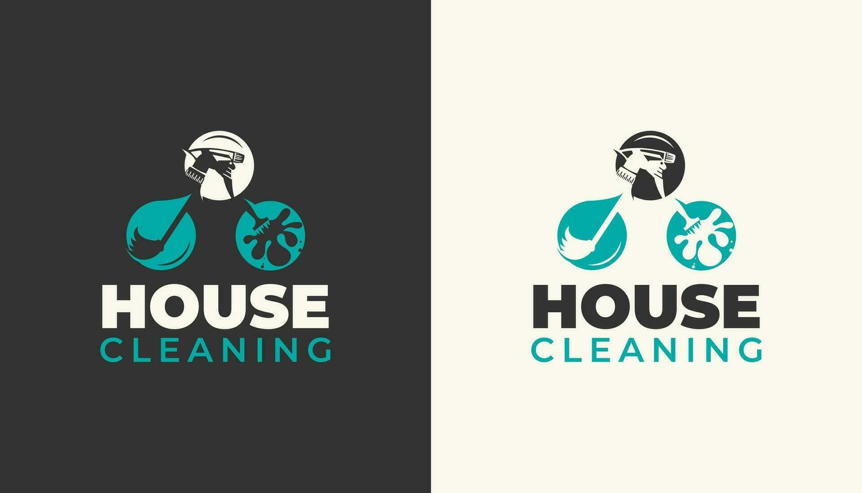 Residential and commercial cleaning services logo with cleaning elements vector