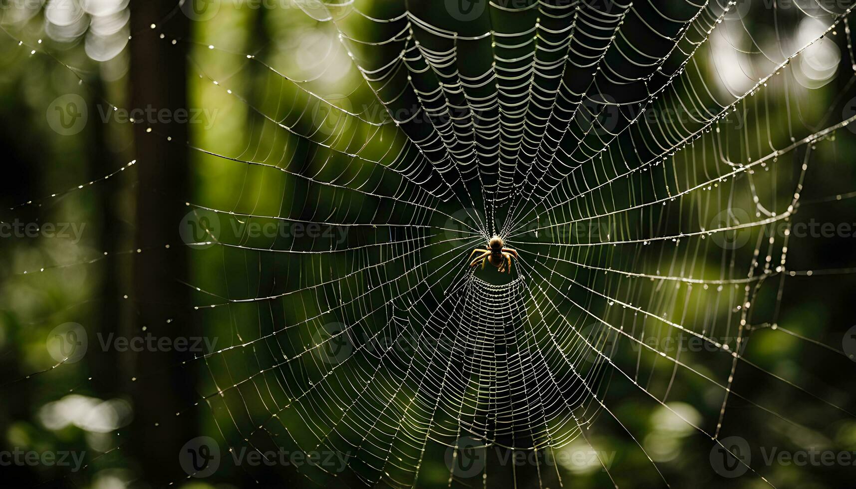 AI generated a spider web in the forest photo