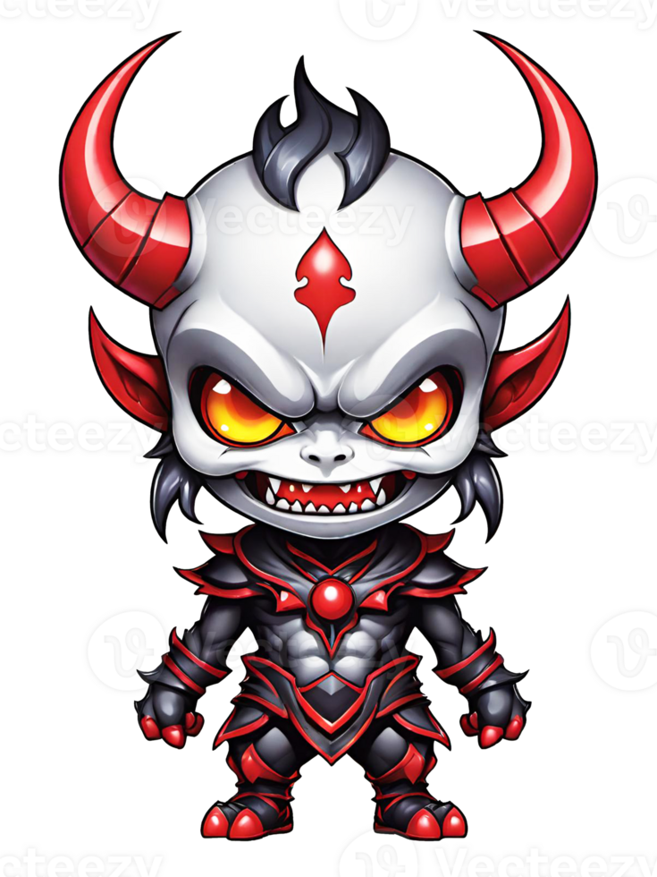 AI generated Demon esport mascot cartoon character with horns isolated on transparent background png