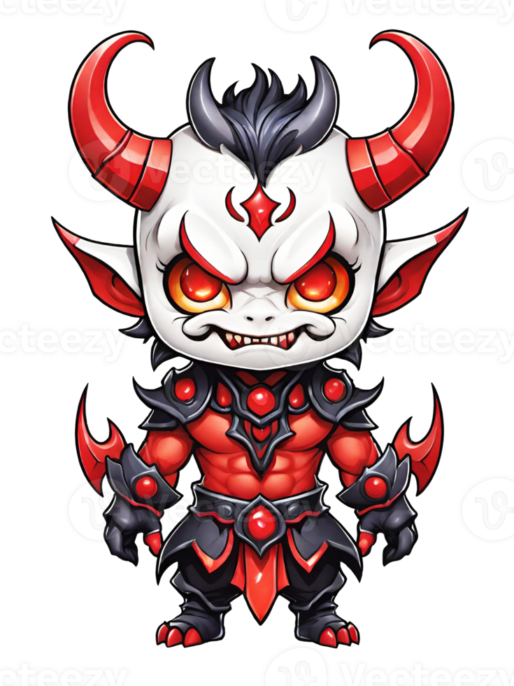 AI generated Demon esport mascot cartoon character with horns isolated on transparent background png