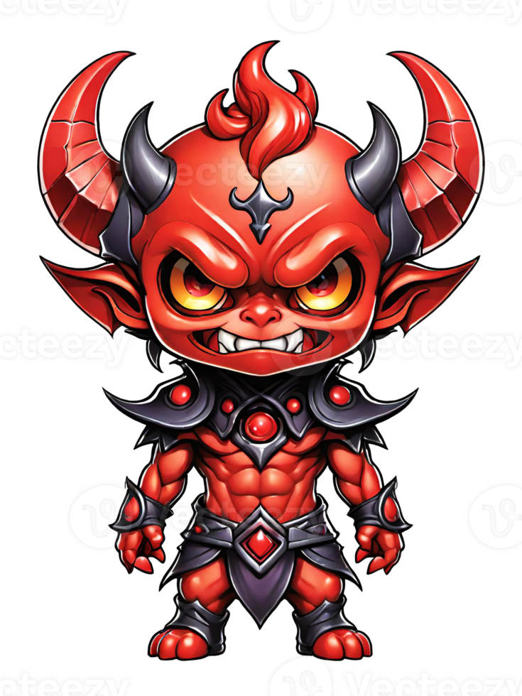 AI generated Demon esport mascot cartoon character with horns isolated on transparent background png
