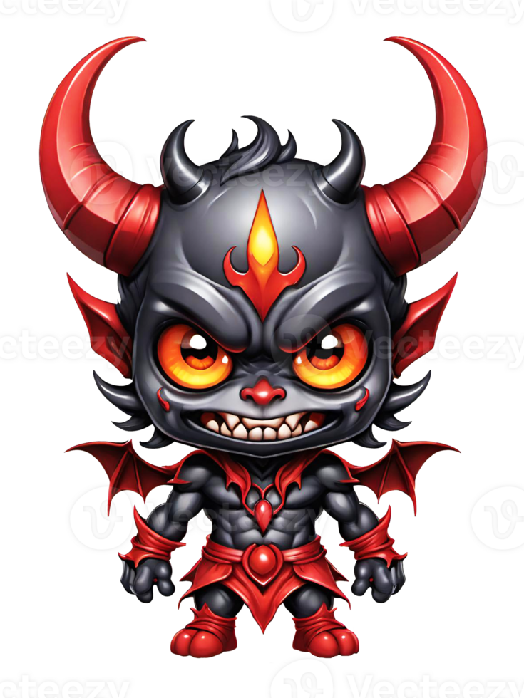 AI generated Demon esport mascot cartoon character with horns isolated on transparent background png