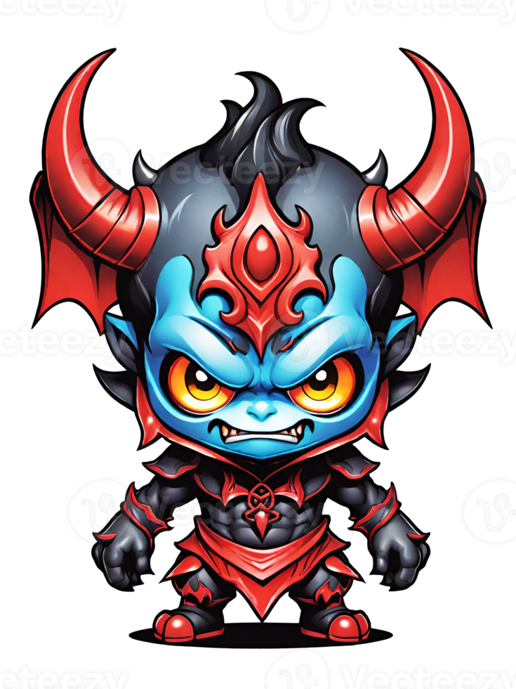 AI generated Angry cartoon Demon with horns illustration on transparent background png