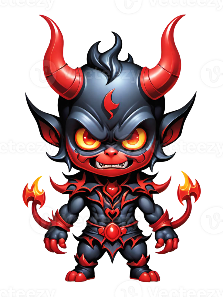 AI generated Angry cartoon Demon with horns illustration on transparent background png