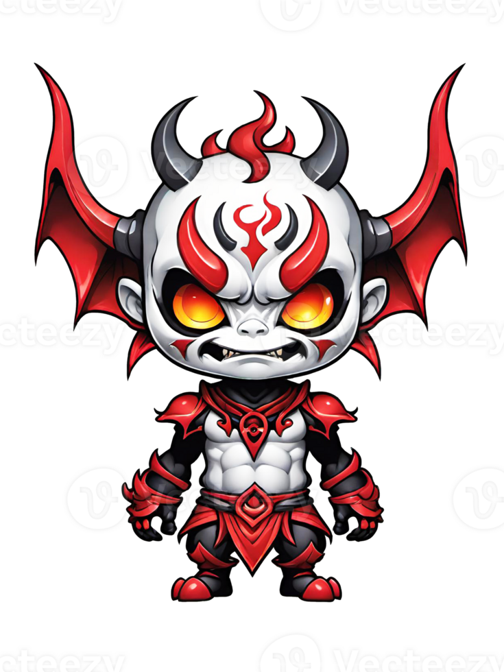 AI generated Angry cartoon Demon with horns illustration on transparent background png