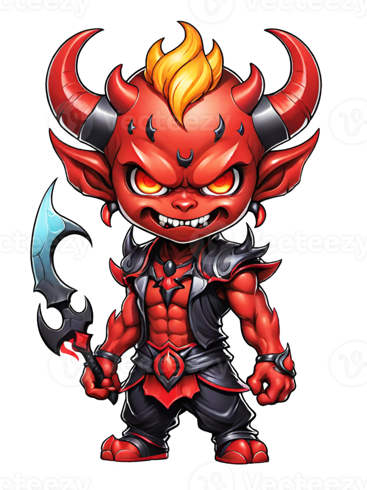 AI generated Angry cartoon Demon with horns illustration on transparent background png