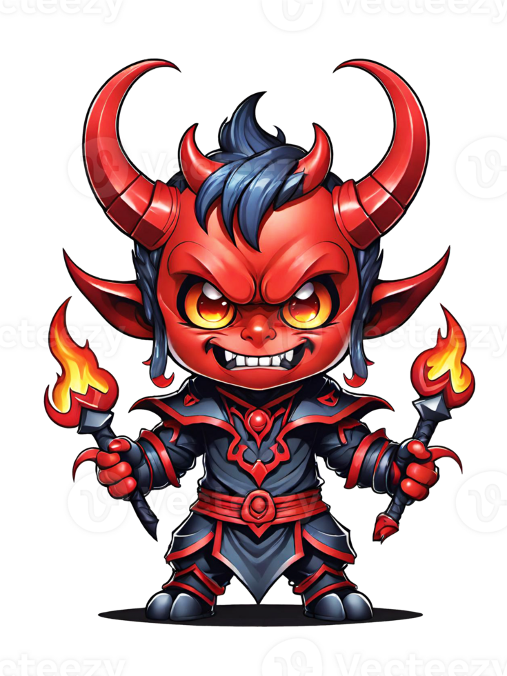 AI generated Angry cartoon Demon with horns illustration on transparent background png