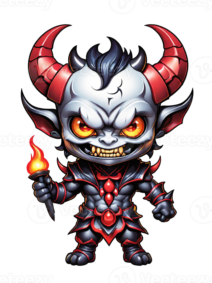AI generated Angry cartoon Demon with horns illustration on transparent background png
