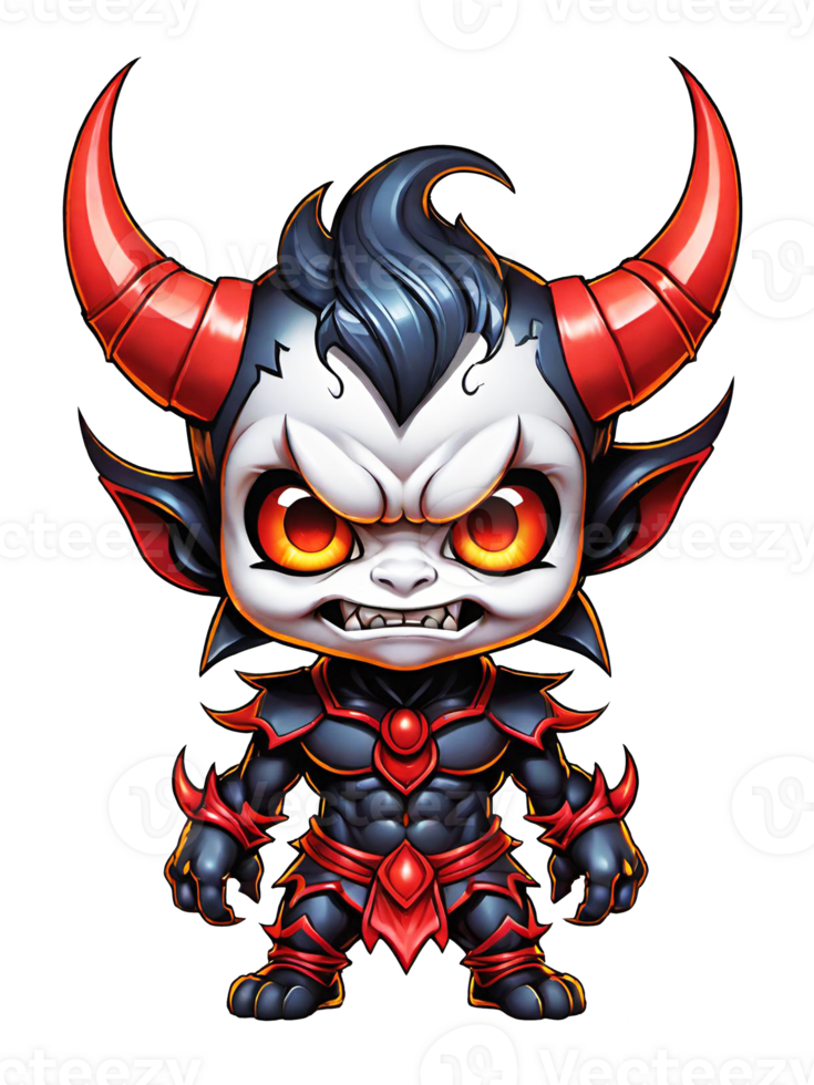 AI generated Demon esport mascot cartoon character with horns isolated on transparent background png