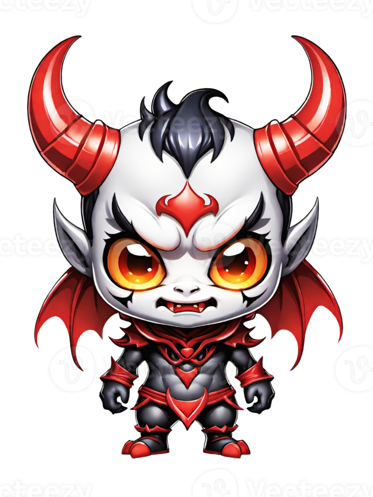 AI generated Angry cartoon Demon with horns illustration on transparent background png