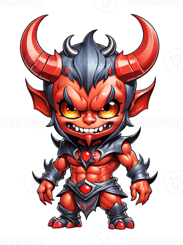 AI generated Demon esport mascot cartoon character with horns isolated on transparent background png