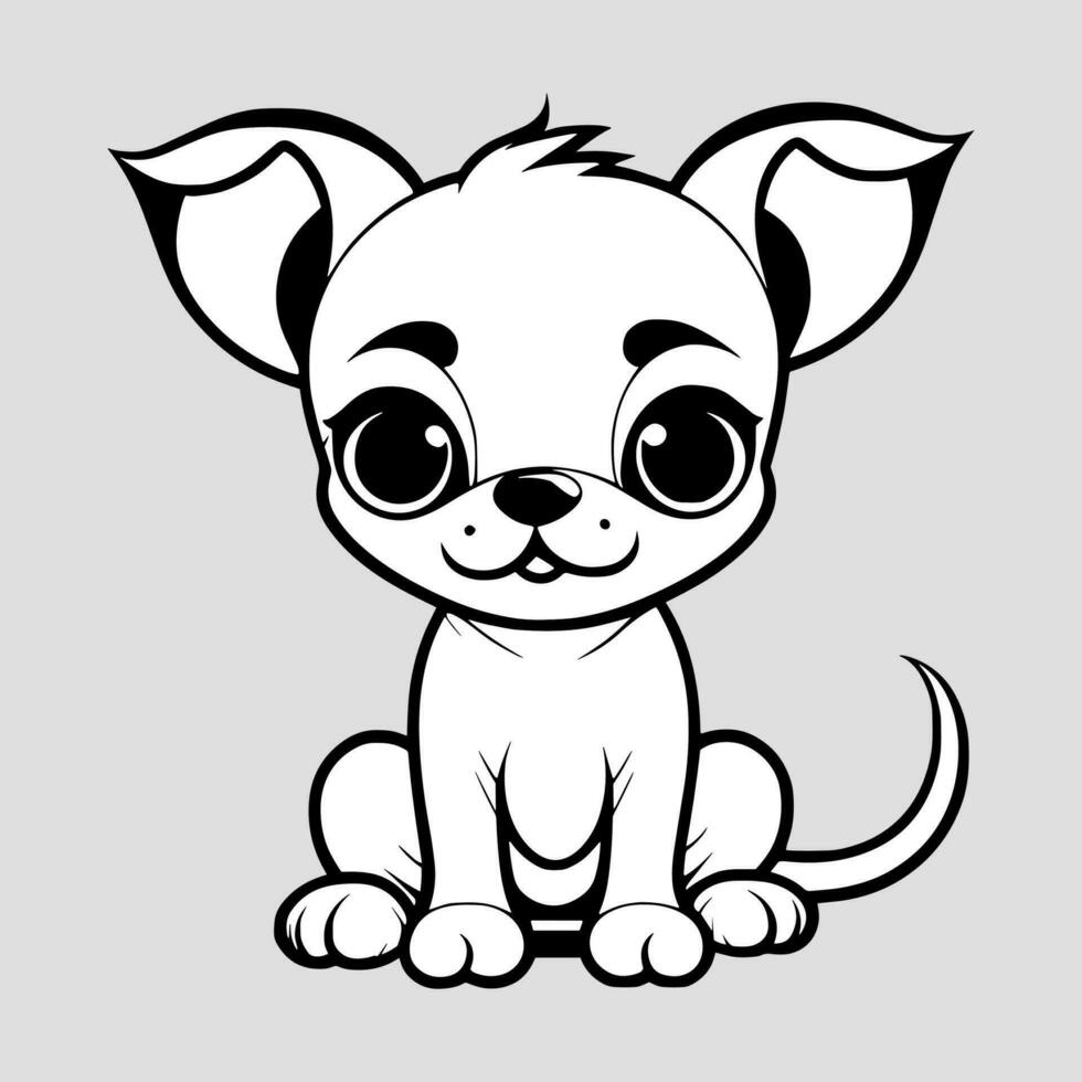 linda perro vector negro y blanco dibujos animados personaje diseño recopilación. blanco antecedentes. mascotas, animales