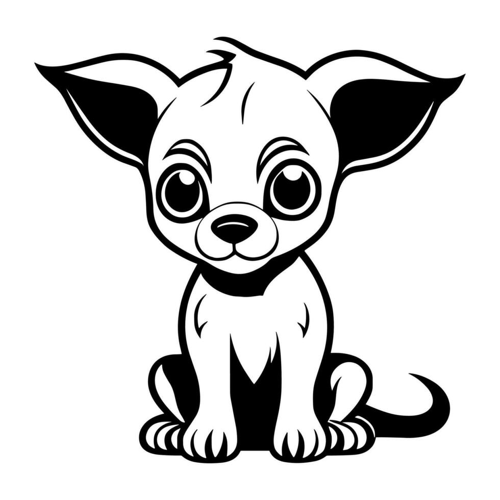 Cute dog vector black and white cartoon character design collection. White background. Pets, Animals.