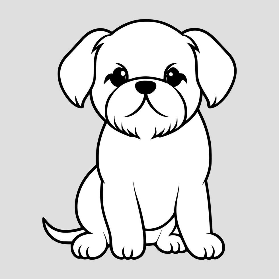 Cute dog vector black and white cartoon character design collection. White background. Pets, Animals.