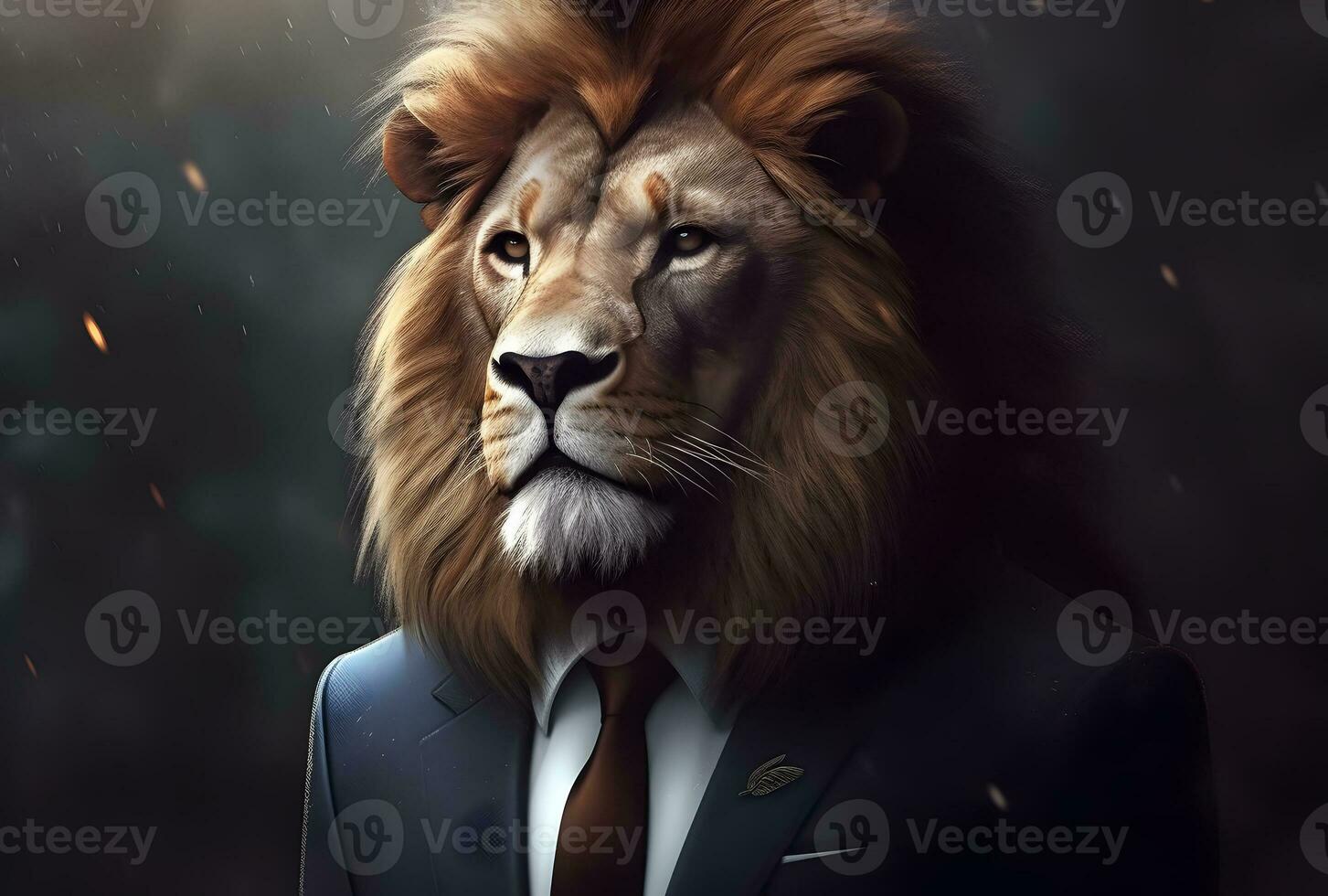 AI generated a lion wearing a suit looks cool photo