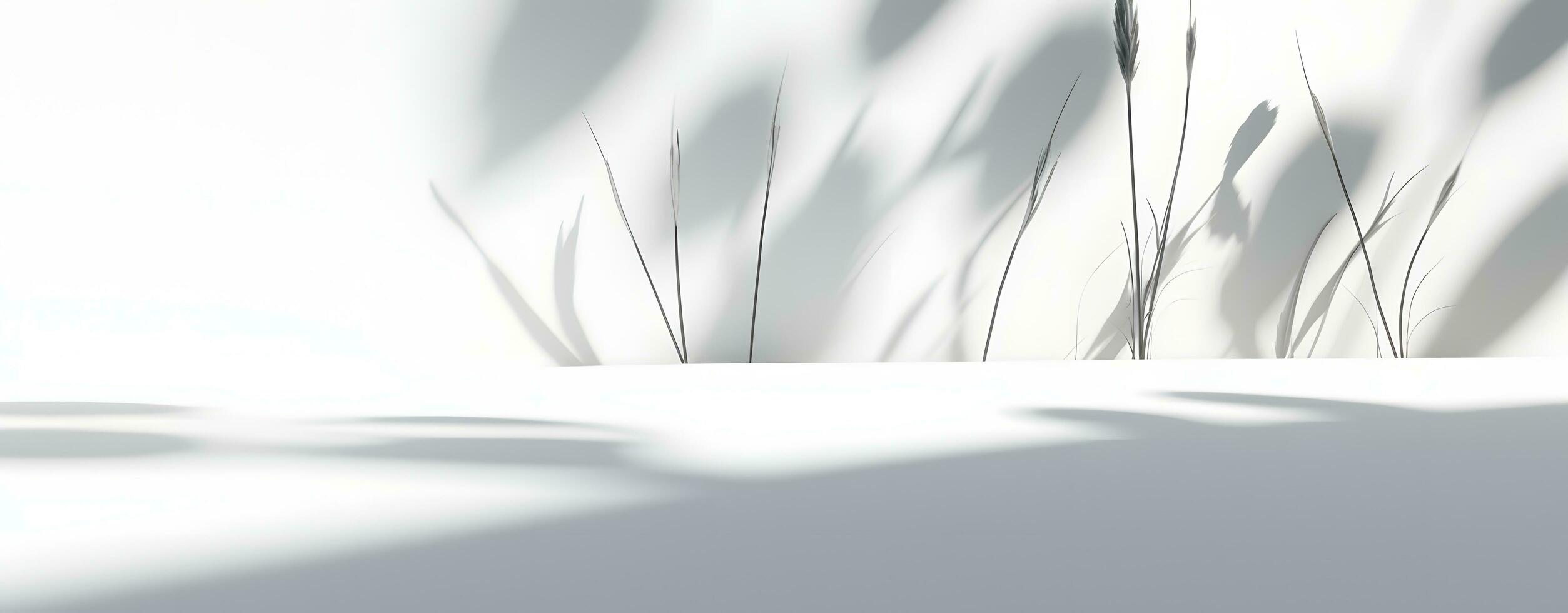 AI generated Wall interior background, studio and backdrops show products.with shadow from window color white and grey. background for text insertion and presentation product photo