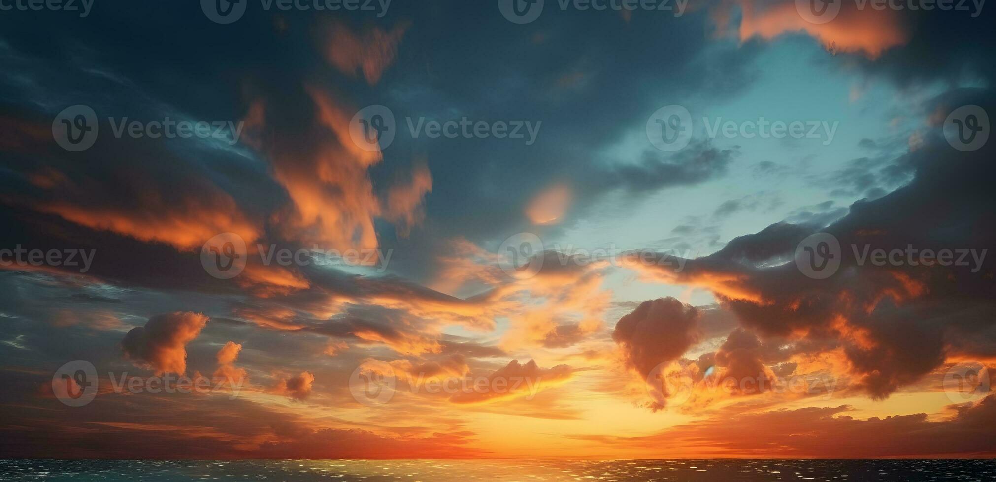 AI generated The beautiful sunset view with the blue sky and clouds in summer photo