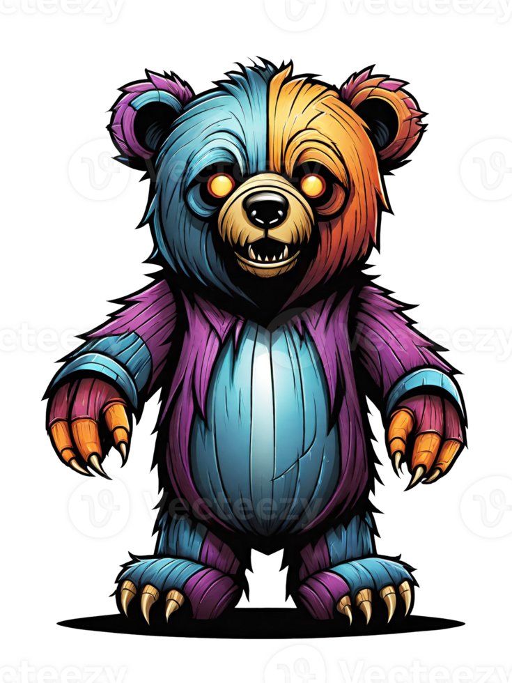 AI generated bear cartoon character on transparent background png