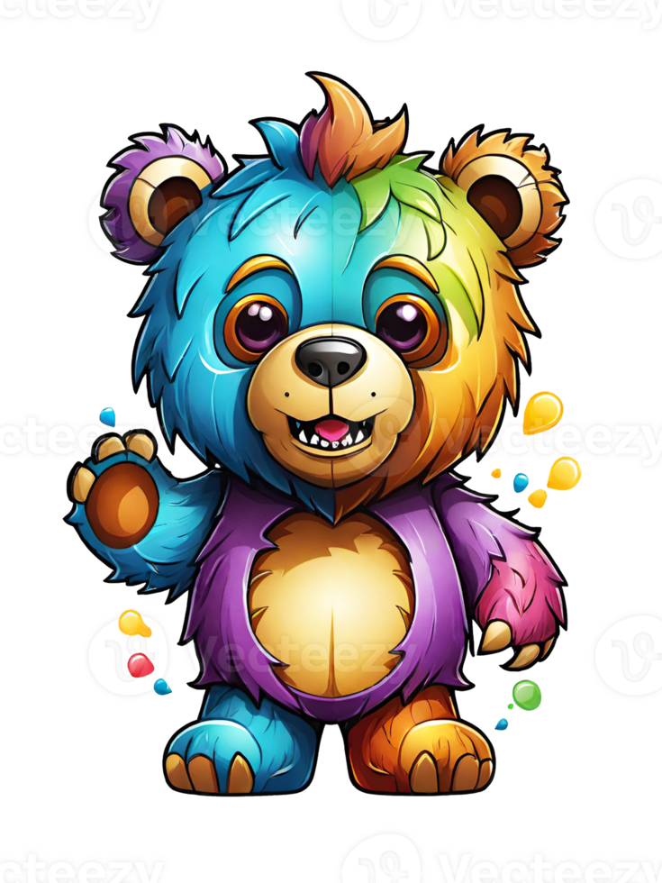AI generated Bear cartoon character on transparent background png