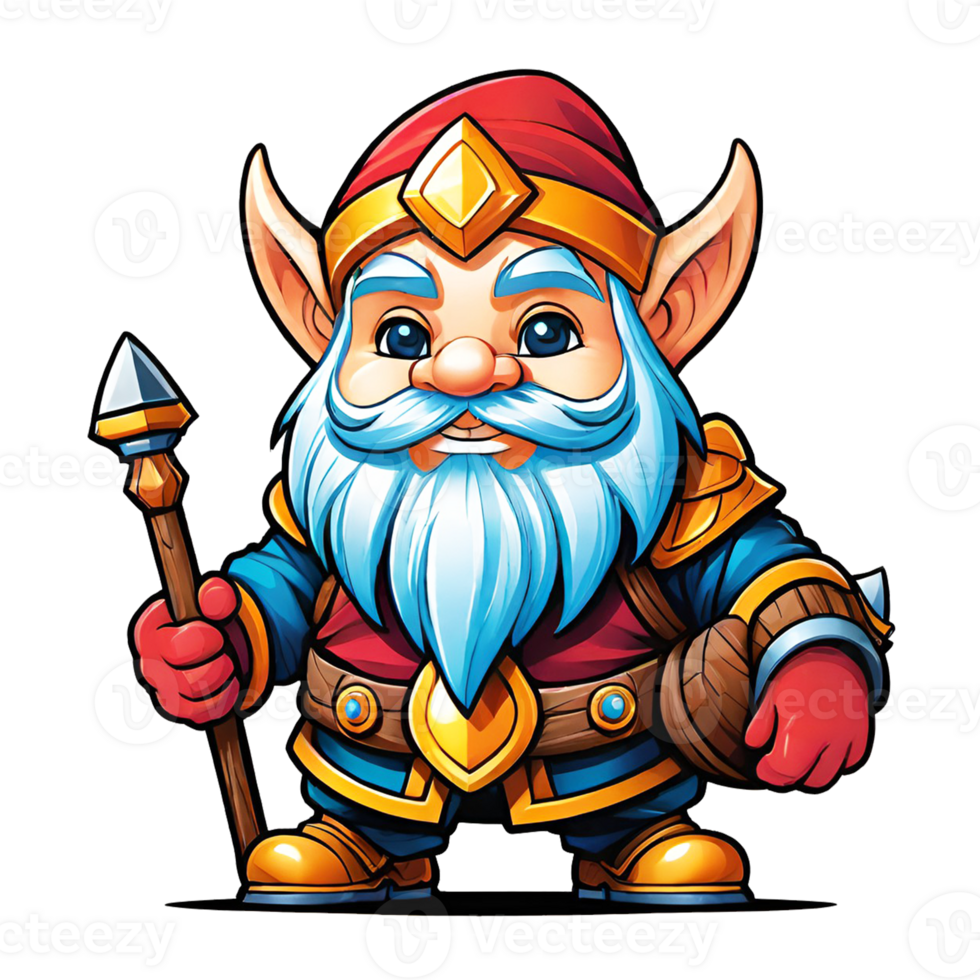 AI generated Dwarf cartoon character design illustration on transparent background png