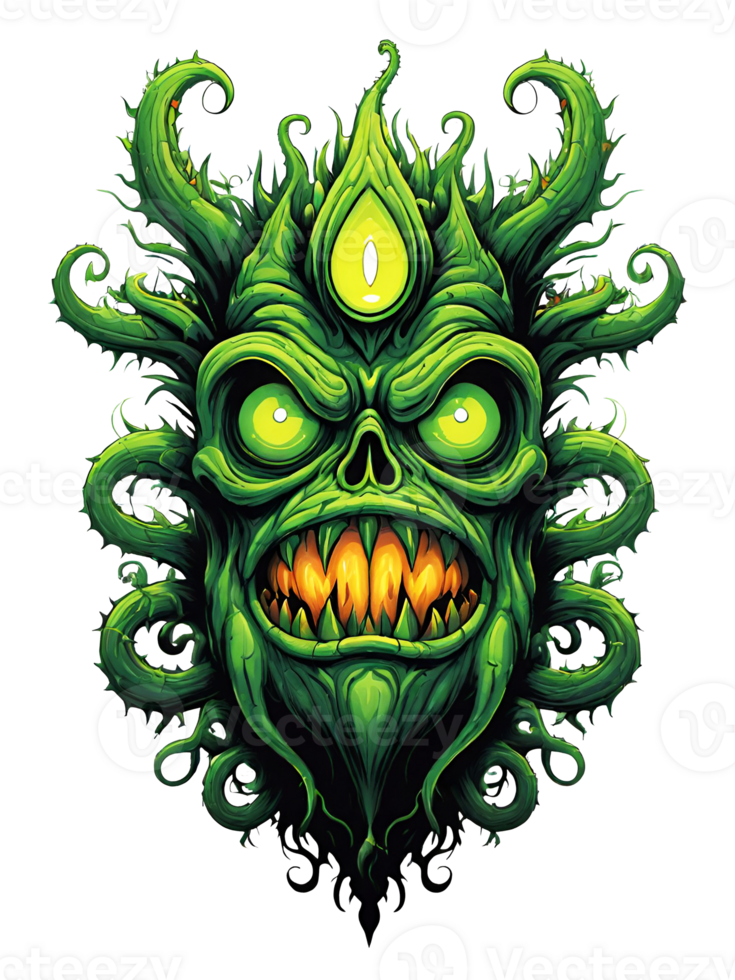 ai genererad grön monster växter karaktär design illustration på transparent bakgrund png