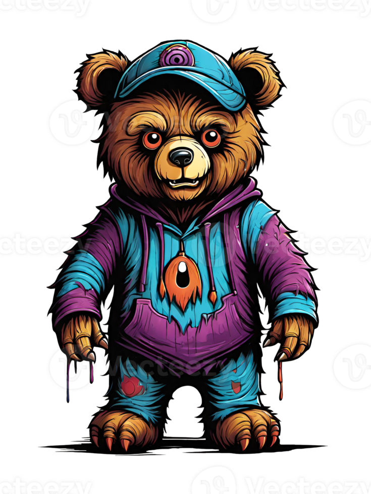 AI generated Bear cartoon character on transparent effect background illustration png