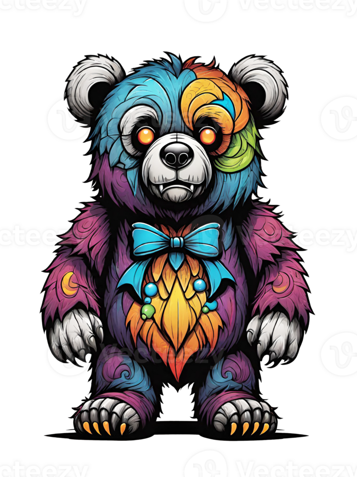 AI generated Bear cartoon character on transparent effect background illustration png