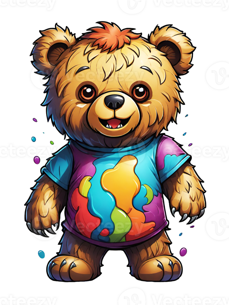 AI generated Bear cartoon character on transparent effect background illustration png