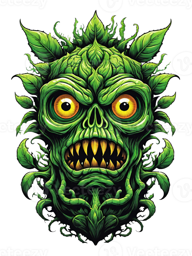 ai genererad grön monster växter karaktär design illustration på transparent bakgrund png