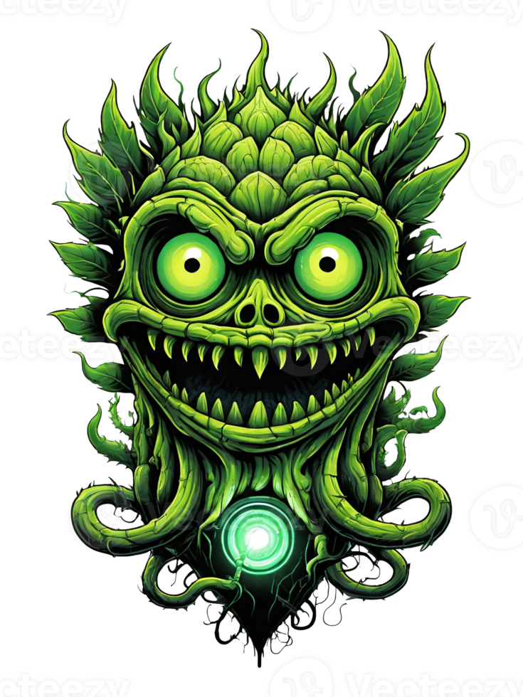 ai genererad grön monster växter karaktär design illustration på transparent bakgrund png