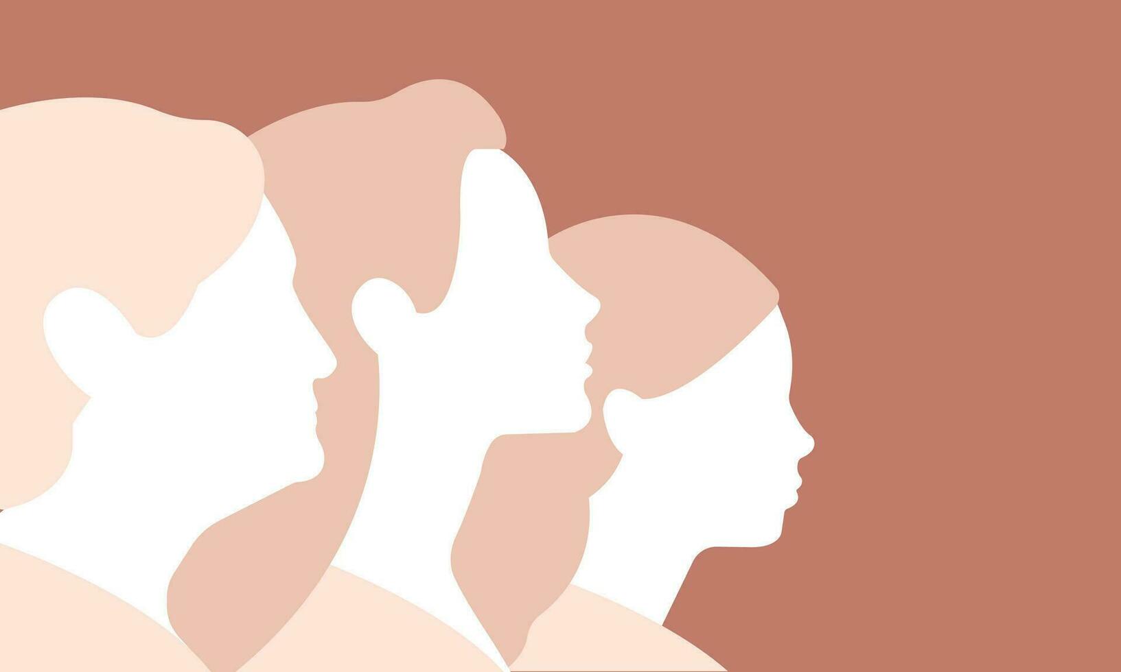 Life cycle of a woman from childhood to old age. Profile portraits of young girl, adult woman and old woman. Changes and growth throughout each stage of life. vector