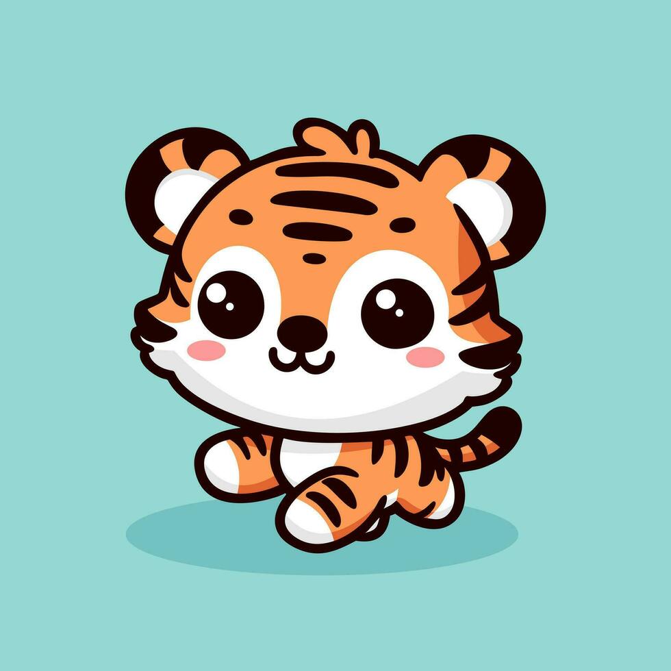 baby tiger cartoon vector icon illustration