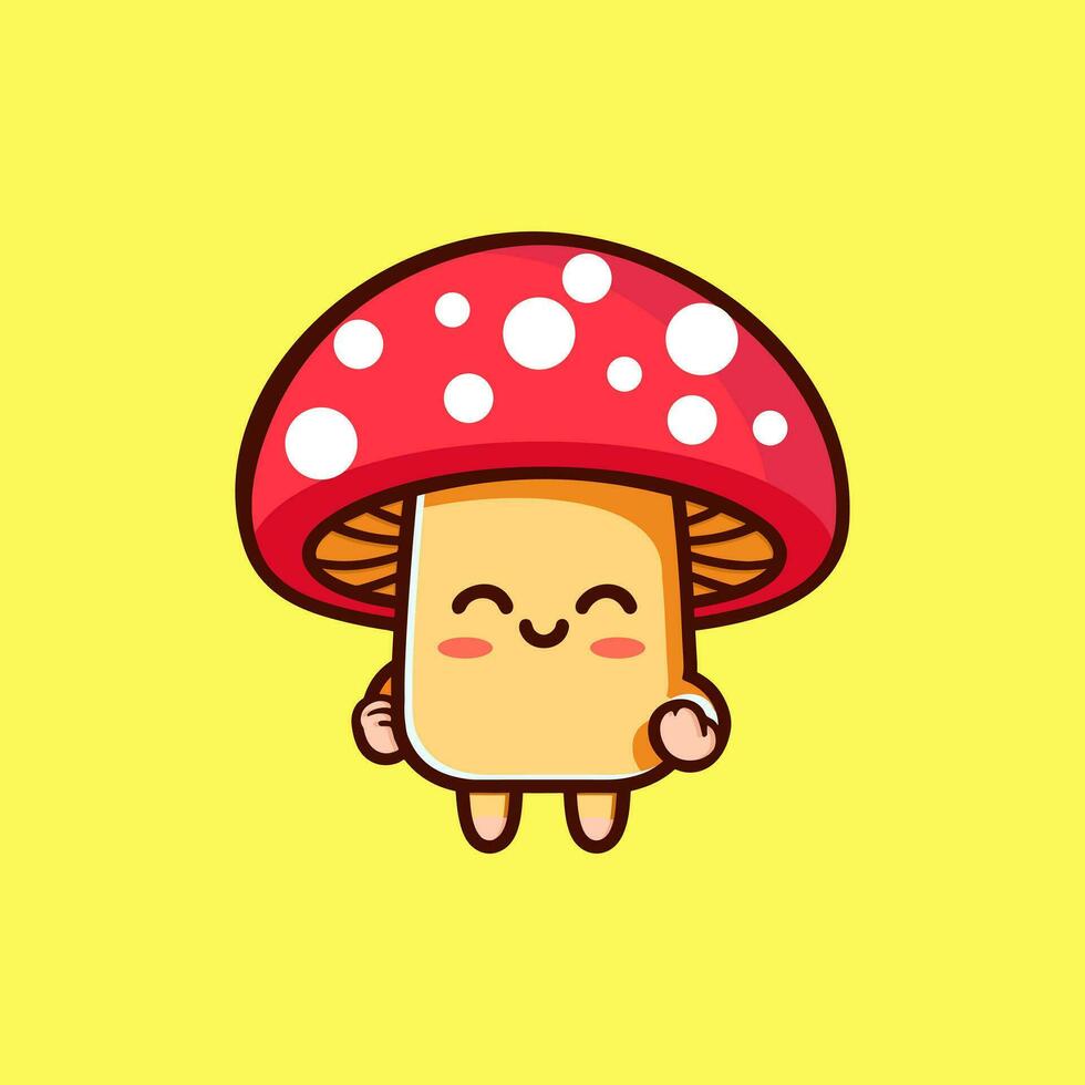 cute character of mushroom icon illustration. vector