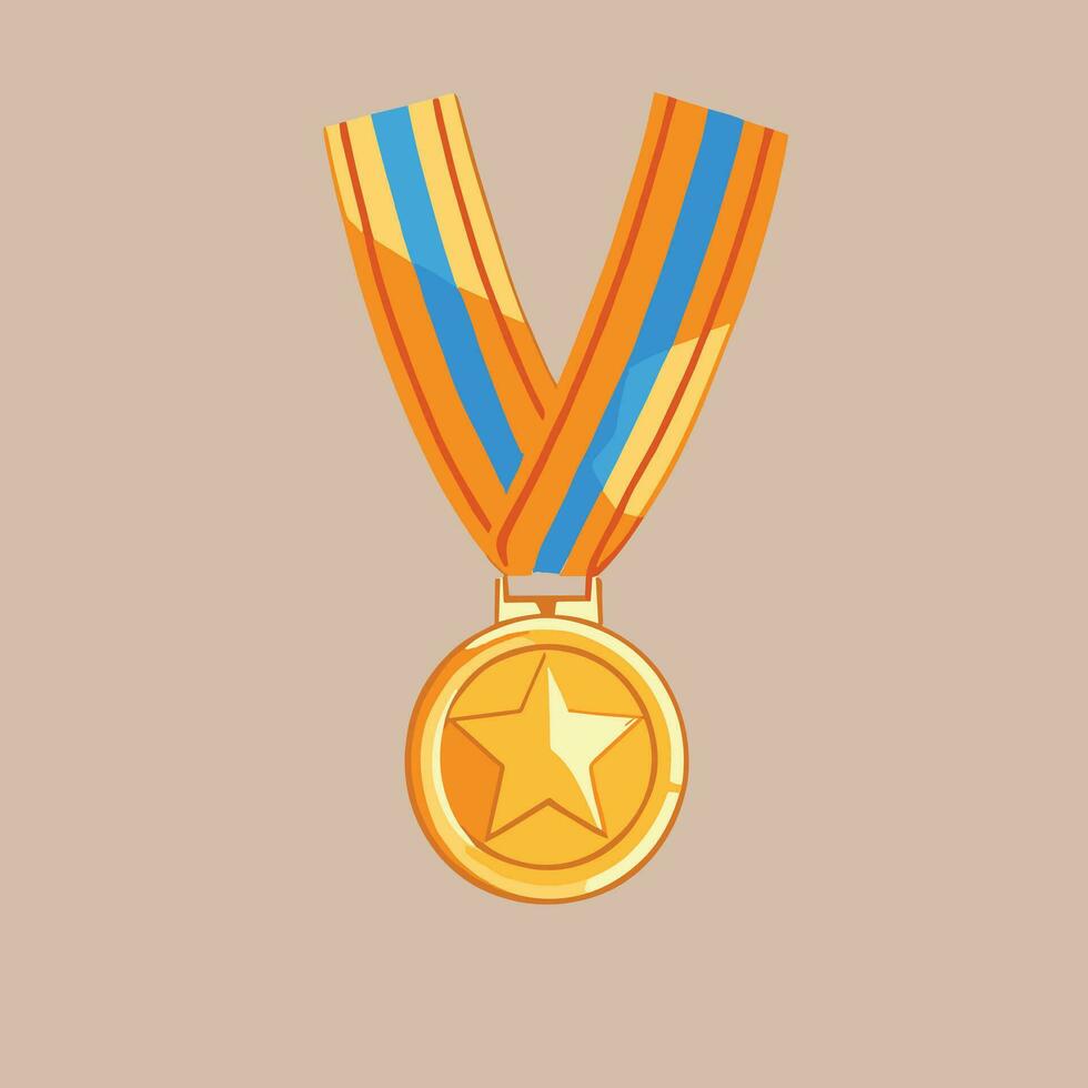 primero sitio oro medalla premio vector ilustración