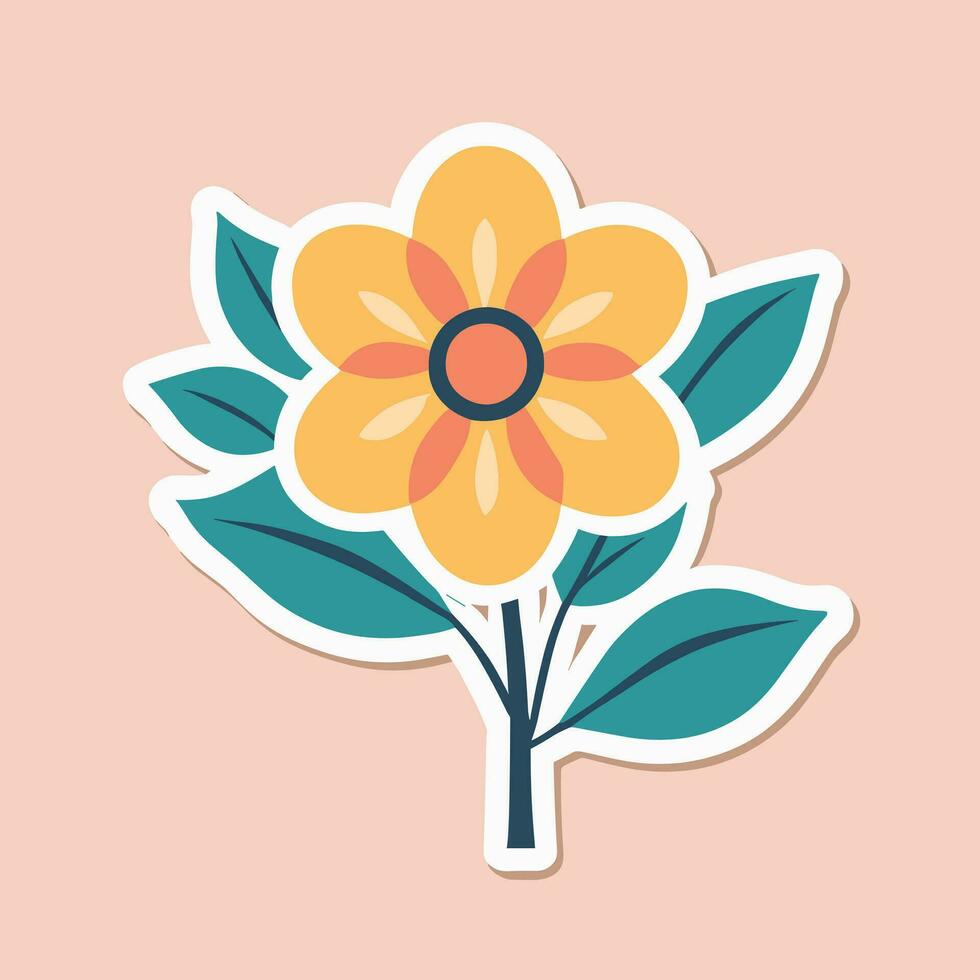 Flower cartoon illustration vector sticker design