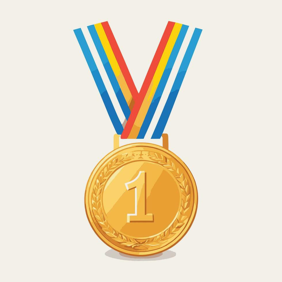 First place gold medal award vector illustration