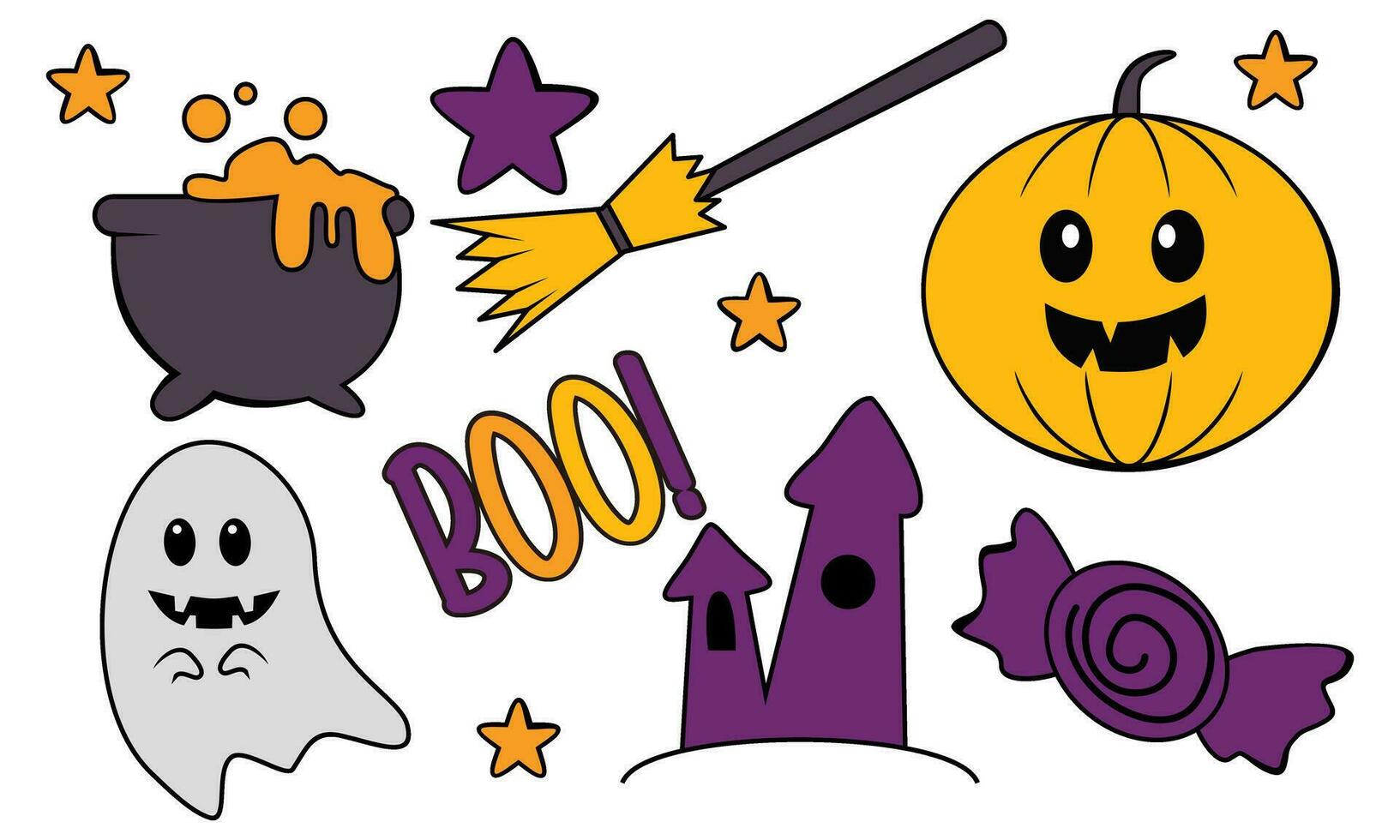 Cartoon halloween design elements vector