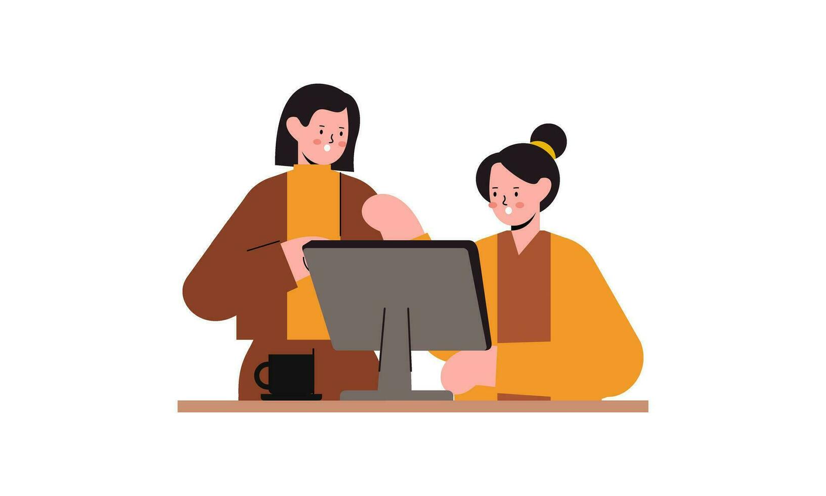 Office worker having discussion with colleague illustration vector