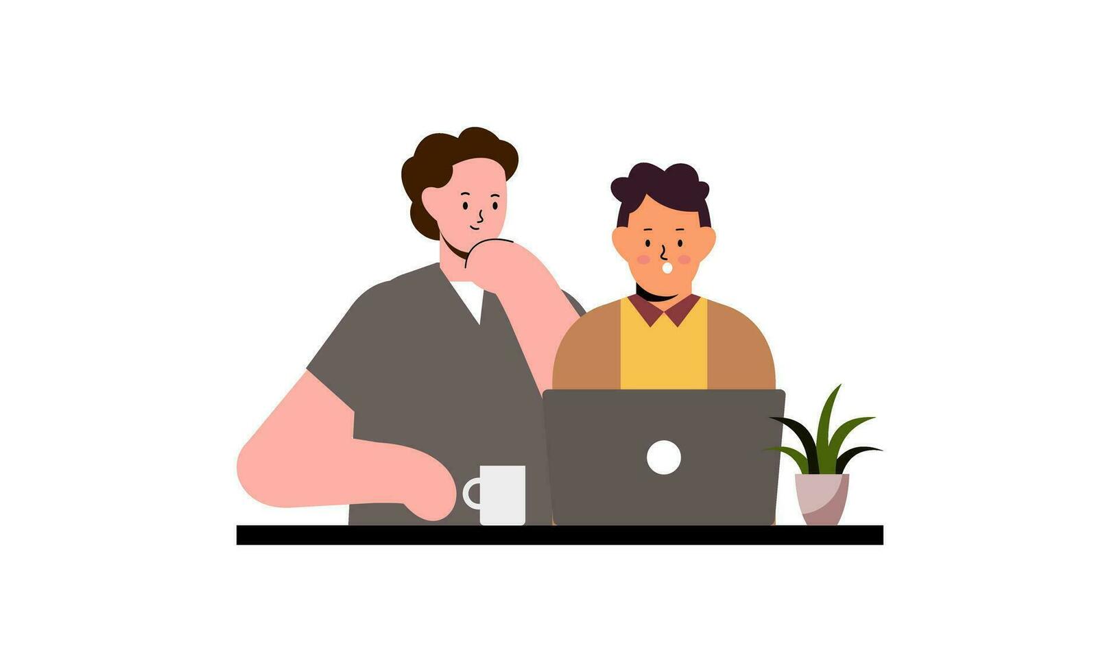 Office worker having discussion with colleague illustration vector