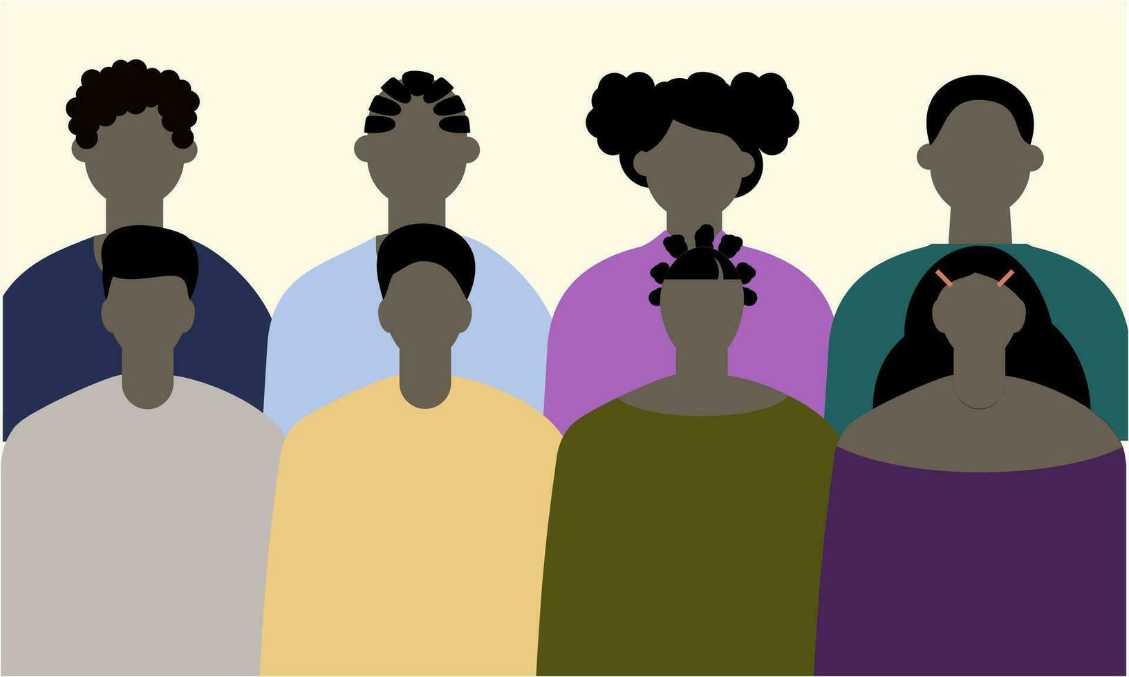 Black community, african people gathered together illustration vector