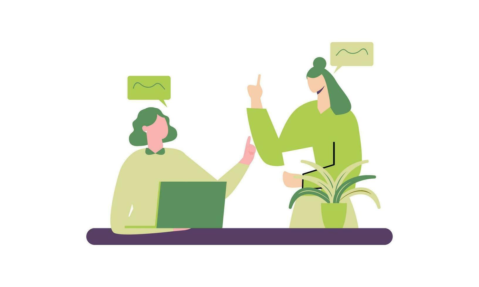 Office worker having discussion with colleague illustration vector