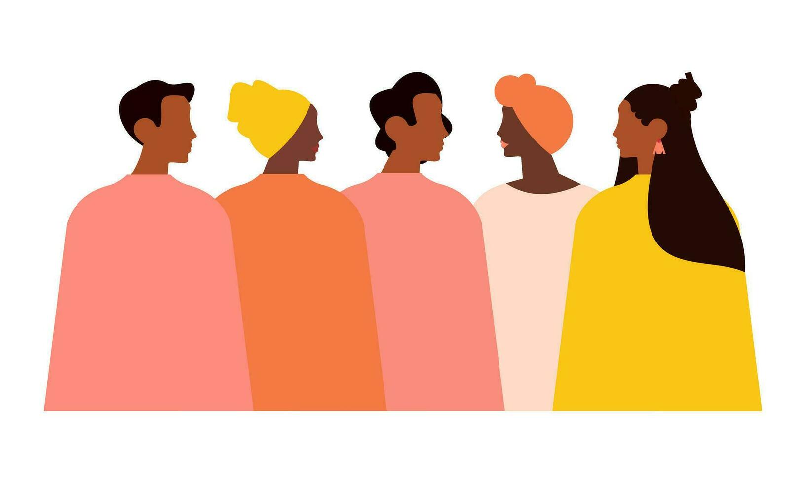 Black community, african people gathered together illustration vector