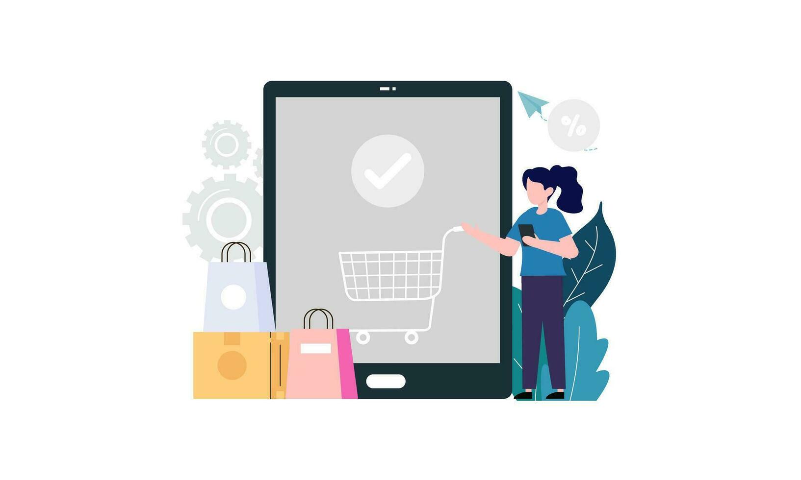 en línea compras y comercio electrónico concepto ilustración vector