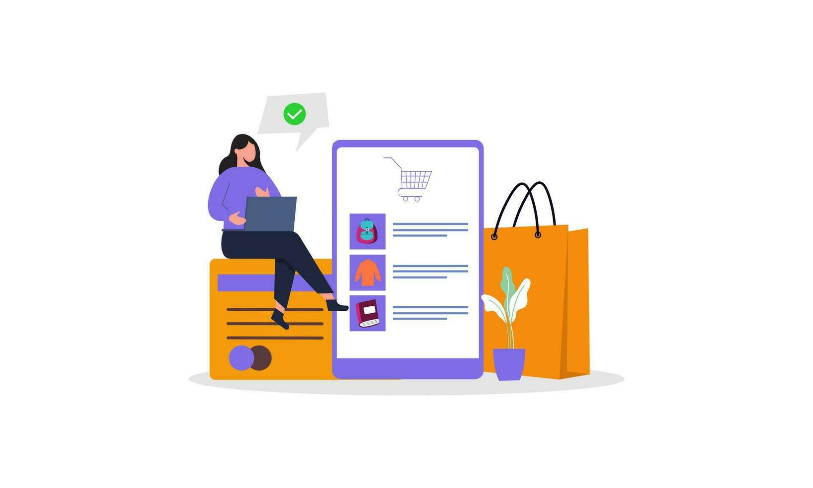 Online shopping and E-commerce concept illustration vector