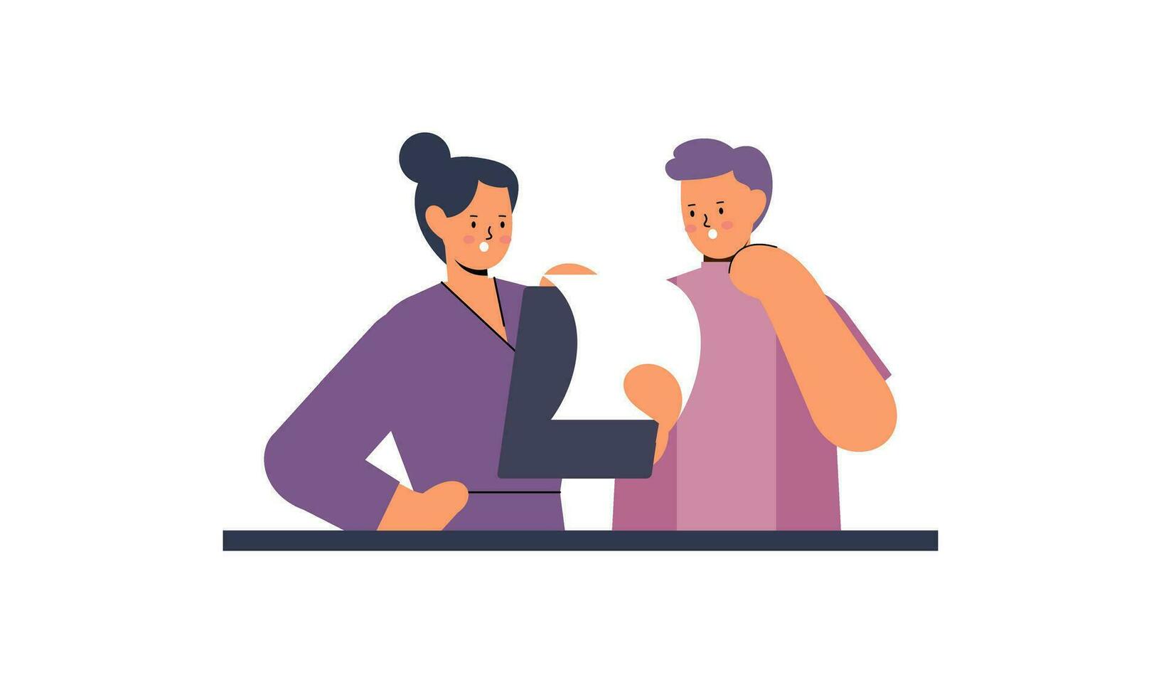 Office worker having discussion with colleague illustration vector