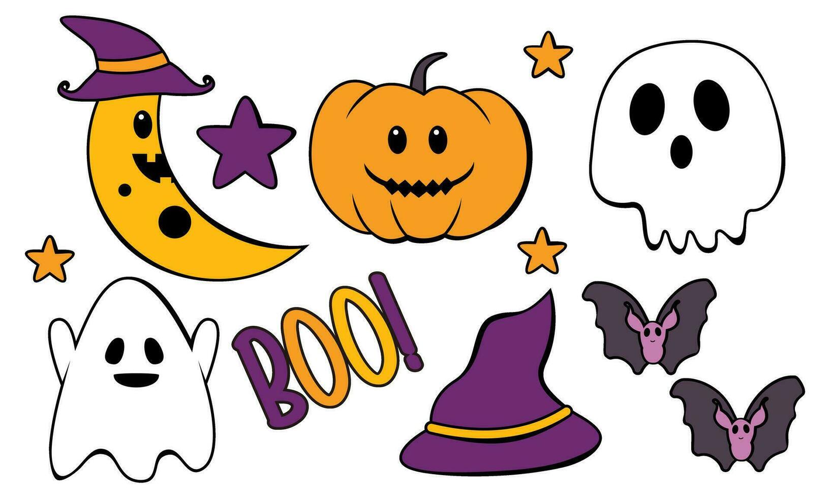 Cartoon halloween design elements vector